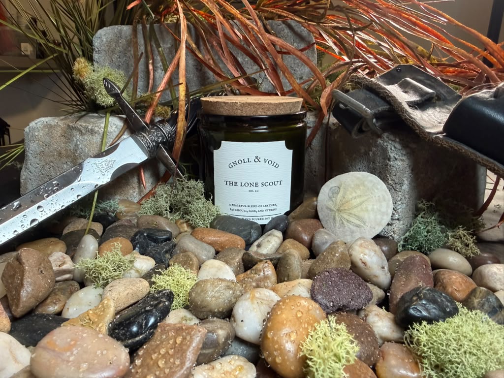 Behind the scenes photo shoot for the The Lone Scout candle
