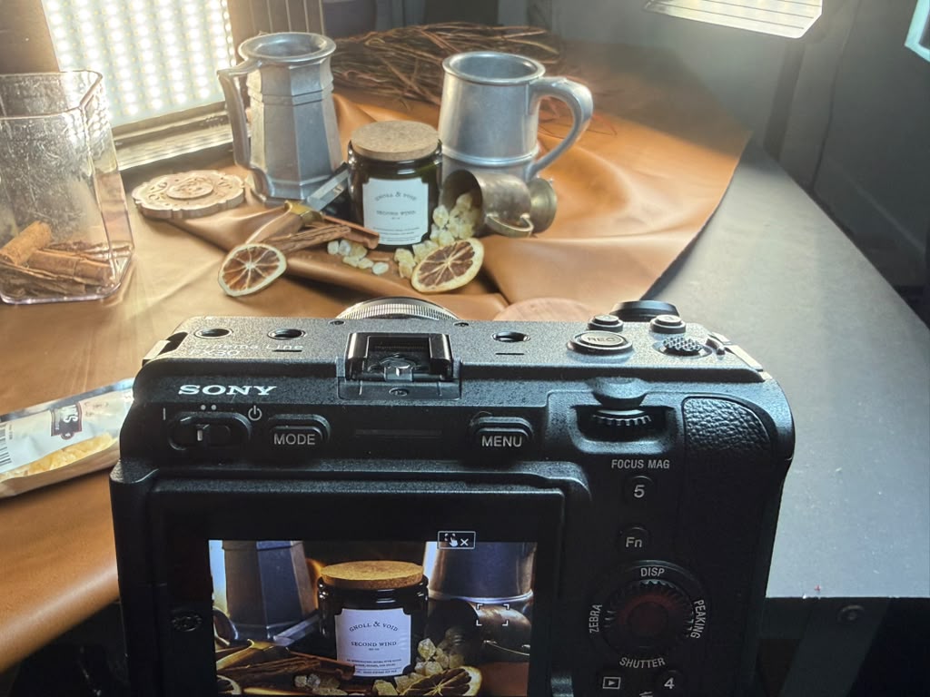 Behind the scenes photo shoot for the Second Wind candle
